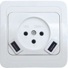 שקע כח תה"ט + מטען USB כפול VEGA