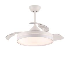 ניוטון מאוורר תקרה מתקפל ג'ואי 42" לבן+לד 36W מתחלף