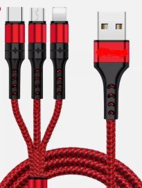 כבל טעינה 3 ראשים Type C, Iphone, Micro usb