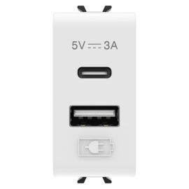 קורוס-שקע USB כפול 1 TYPE A+C-3A מודול לבן מבריק