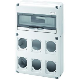 לוח 14 DIN ח"א + מודול ל-6 שקע IP 65(ללא פס הארקה 3940412B)